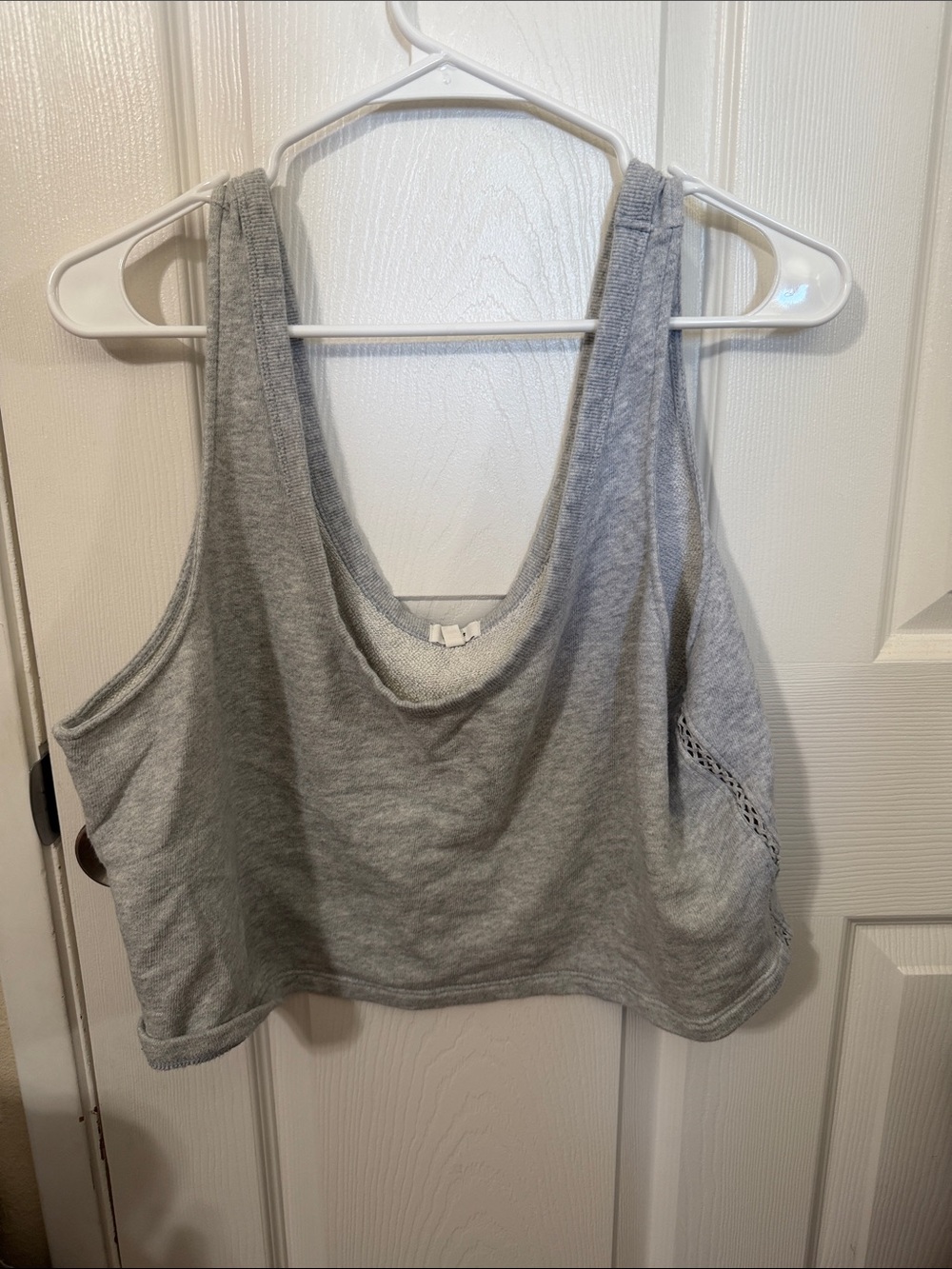 Aerie Light Gray Ribbed Cropped Tank
